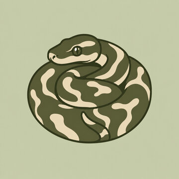 Minimal Coiled Python Snake Wildlife Icon