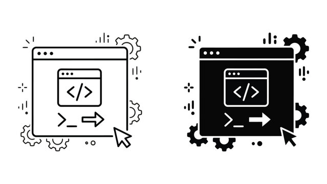Software development coding and program deployment programming icon