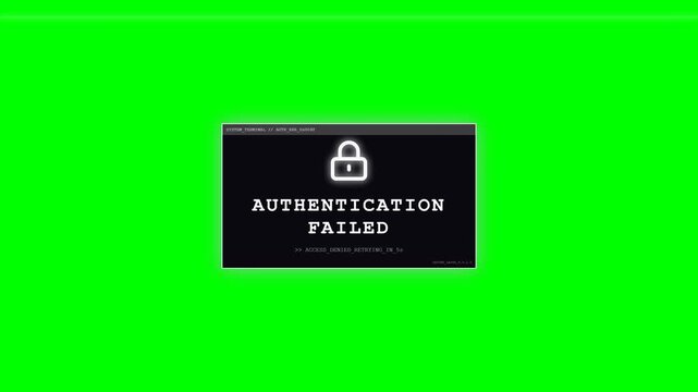 Authentication failed digital error screen