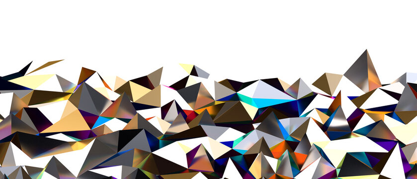Dynamic abstract geometric crystal landscape, vibrant metallic facets, futuristic digital art concep
