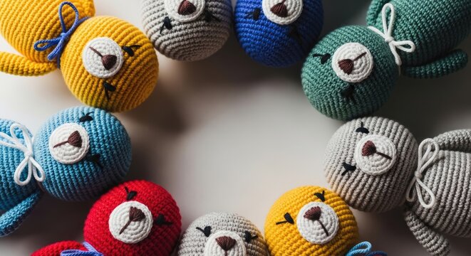 Handmade Crochet Teddy Bear Stuffed Toy Close-Up