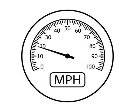 Classic car MPH speedometer dial vector outline