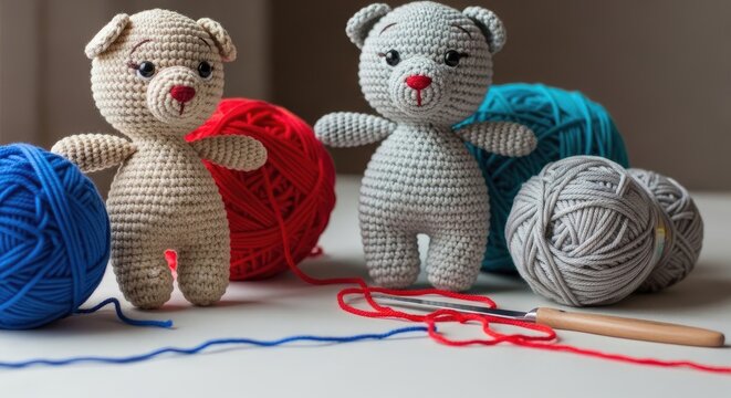 Handmade Crochet Teddy Bear Stuffed Toy Close-Up