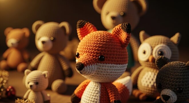 Handmade Crochet Teddy Bear Stuffed Toy Close-Up