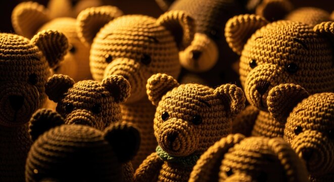 Handmade Crochet Teddy Bear Stuffed Toy Close-Up