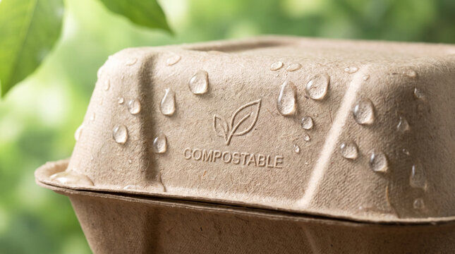 Biodegradable packaging box made of compostable fiber material