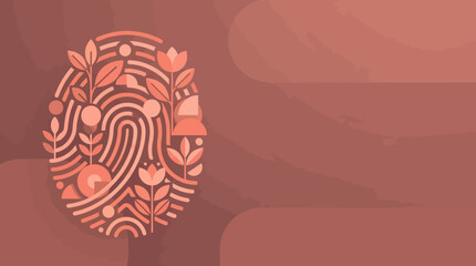 Fototapeta premium Abstract Fingerprint with Floral Elements on Terracotta Background for Eco-Identity Concept