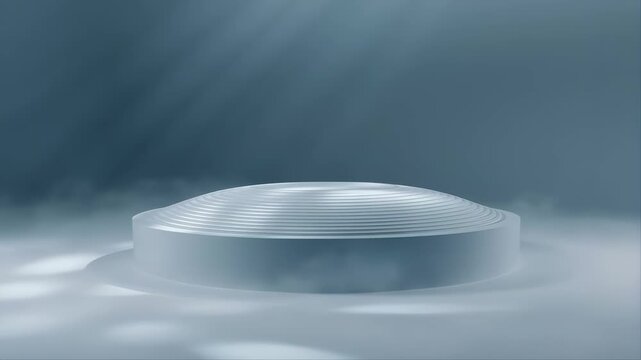 Pedestal with Subtle Fog and Light Rays in a Minimal Abstract Scene Featuring Modern, Design, Artistic with Futuristic and Conceptual Elements