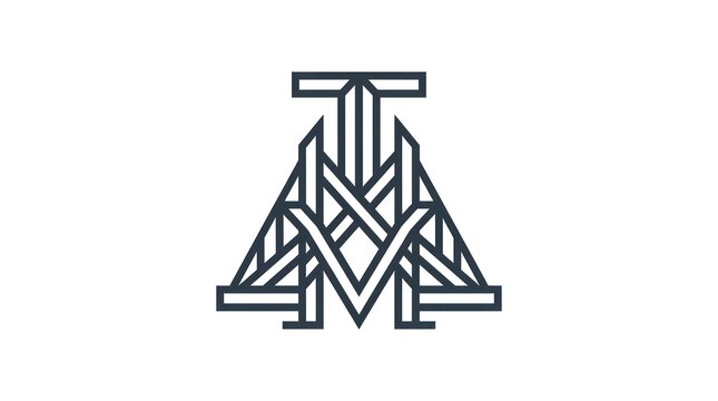 Stylized monogram logo featuring letters t and m integrated into bridge truss structural.