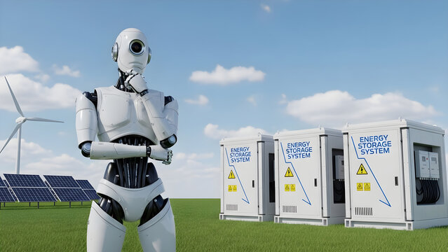 Artificial Intelligence Robot Contemplating Sustainable Renewable Energy Storage Systems Solutions in Green Field Setting
