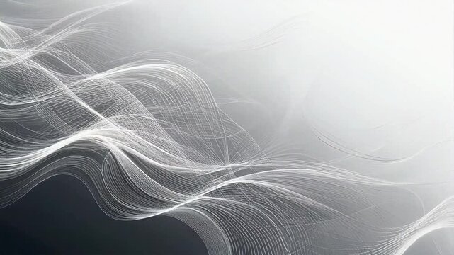 Abstract white wave patterns on black.