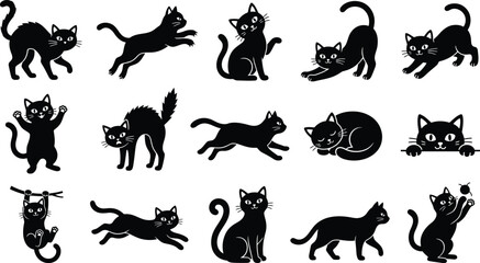 Obraz premium Halloween vector bundle black cat silhouettes for spooky designs october celebrations