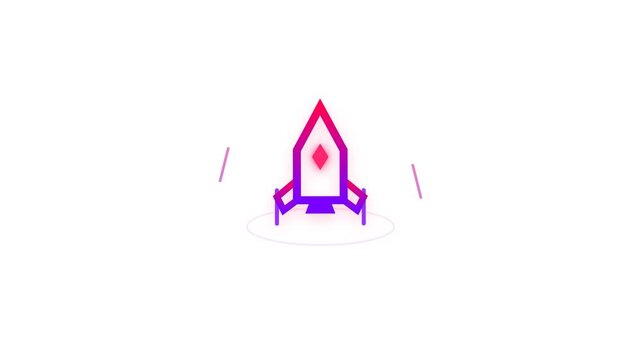 Minimalist rocket launch icon on white background