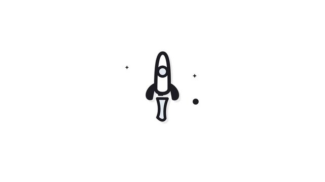 Minimalist rocket ship illustration on white background