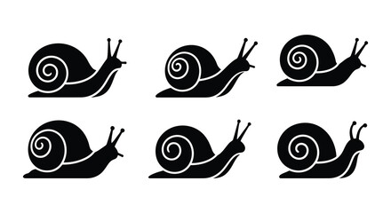 Black Snail Silhouettes Vector Illustration Set snails © Fahima