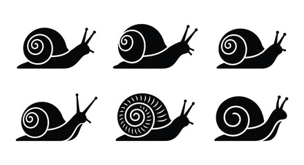 Black Snail Silhouettes Vector Illustration Set snails © Fahima