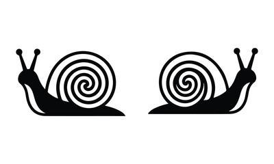 Black silhouette snail icons with spiral shells © SAHADAT0