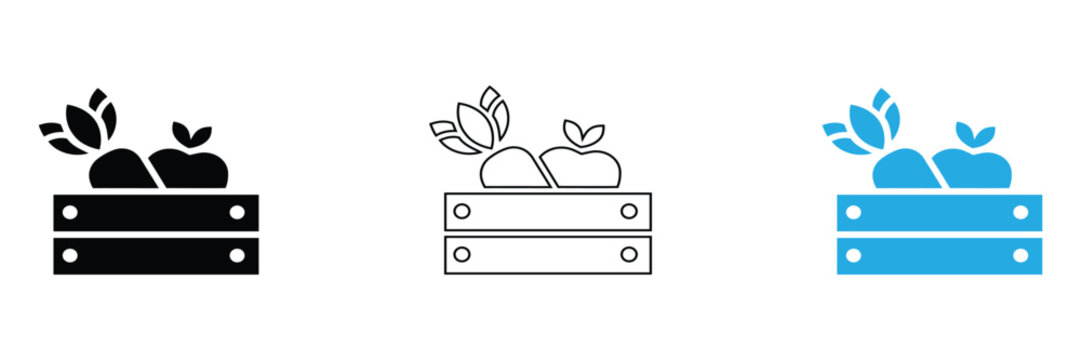 Apple server icons in black, Line art, And blue on white background for web and design use