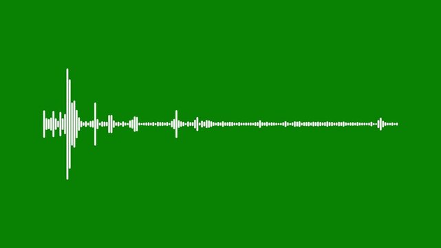 A graphic loop of rhythmic audio sound waves. Sound wave audio spectrum green background, modern music bars animation, line audio wave visualization on a transparent background.