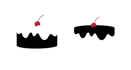 Cake and frosting drawing in minimalist art style with black on light background © anna42f
