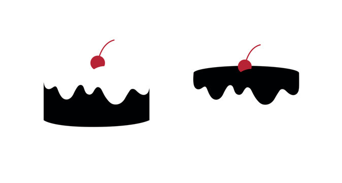 Cake and frosting drawing in minimalist art style with black on light background