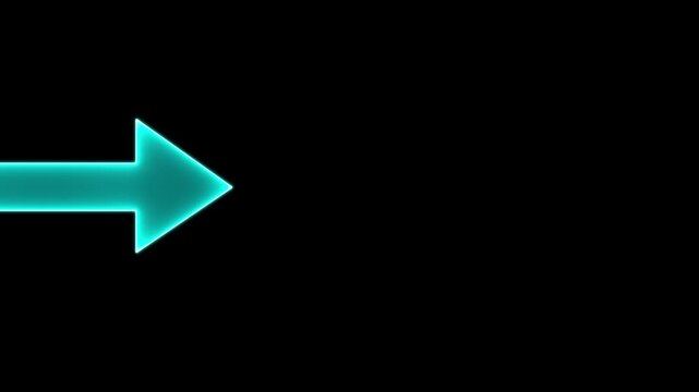 Left directional cyan arrow loop animation on black screen. Right-directional arrow loop animation. Animated arrows for the overlay video layer. Swipe right animation