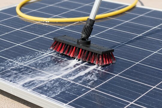 The Solar Panel Cleaning Brush Delivering Quick Scrub on Photovoltaic Array