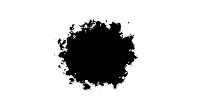ink transition splatter blot spreading left to right turbulent moving, Ink brush stroke transition. Abstract ink brush slow. ink drop spreading animation, 4k overlay with alpha channel.