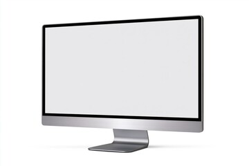 Fototapeta premium The Computer Monitor on a Sleek Silver Stand for a Modern Desk Setup