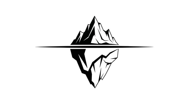 Black and white iceberg reflection minimalist logo.