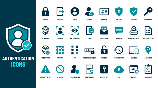Authentication Icons Collection For Secure Access.