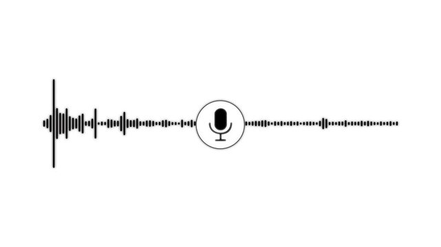 Microphone Voice recording podcast mic microphone button icon.Voice record icon. microphone icon animation Audio waveform spectrum animation.