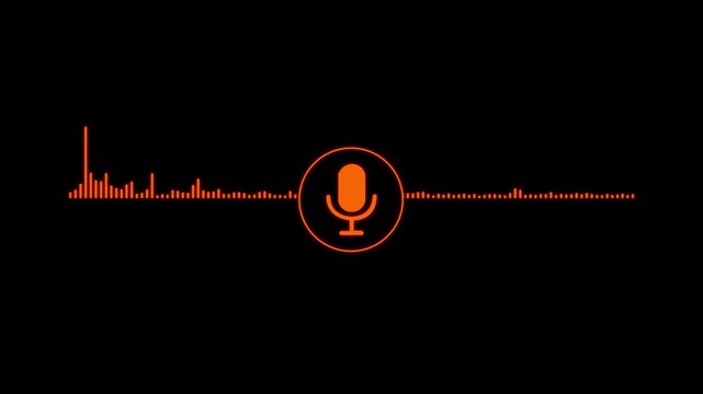 Microphone Voice recording podcast mic microphone button icon.Voice record icon. microphone icon animation Audio waveform spectrum animation.