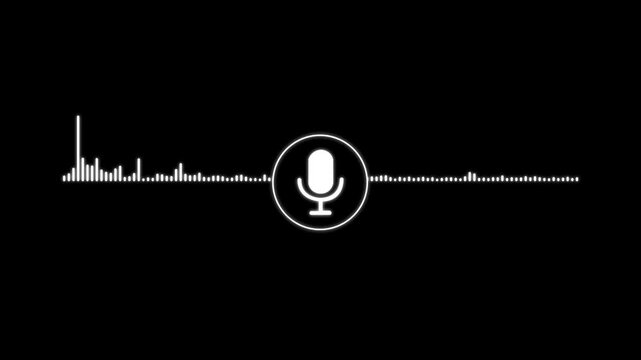 Microphone Voice recording podcast mic microphone button icon.Voice record icon. microphone icon animation Audio waveform spectrum animation.