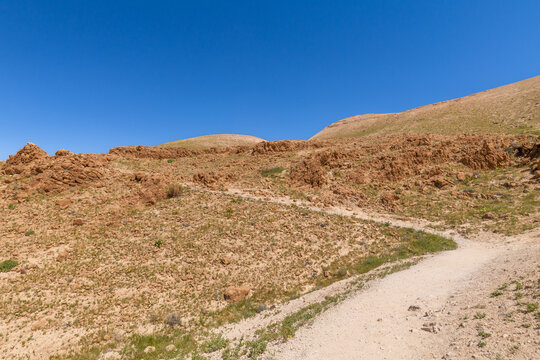 The beautiful desert hiking area near Nahal Rahaf-Rahaf Stream in the Judean Desert in Israel.
