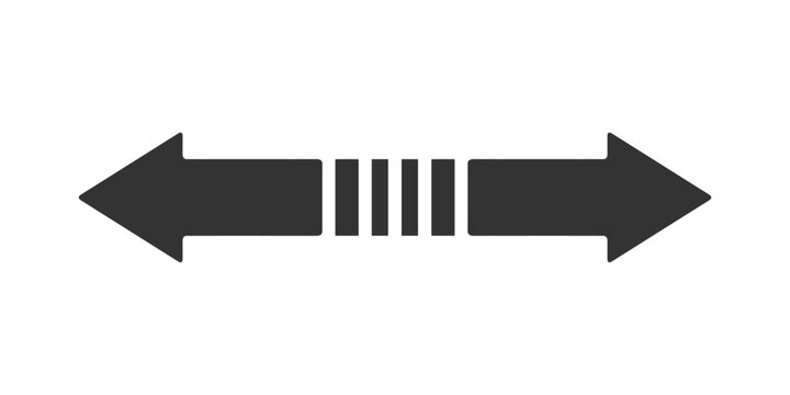 Horizontal doubleheaded arrow with segmented middle section, navigation icon