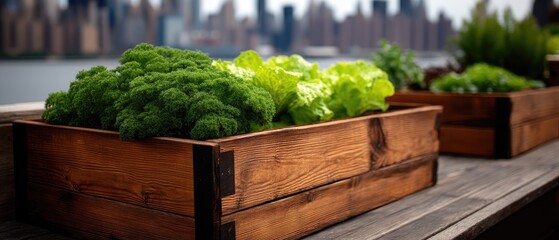 Residents work together in rooftop vegetable garden in city and harvest fresh produce after long day
