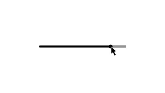 Mouse cursor slide over click volume up button on white Background. Mouse Cursor Clicks Volume Up. Device Screen View of Cursor Sliding Increase Sound to Music Song Track or Video Media Player.