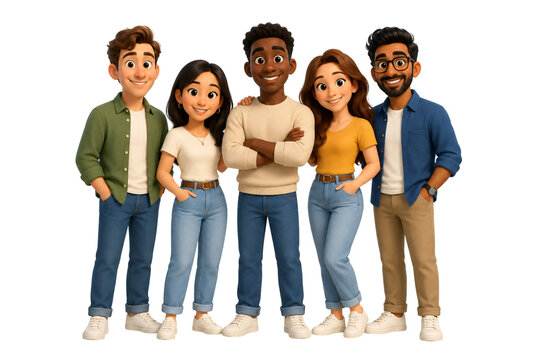 group of young people from different races corporate employees 