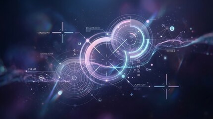 Fototapeta premium Futuristic digital hud interface with holographic data visualization and scanning circles transparent background