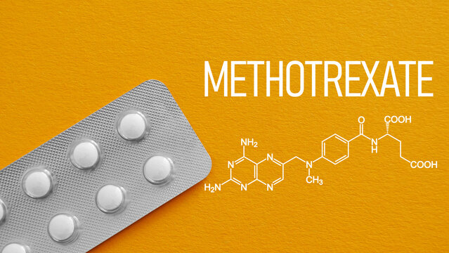 Methotrexate Tablets for Autoimmune Disease and Cancer Treatment with Prescription Medication Concept for Rheumatoid Arthritis, Psoriasis, Chemotherapy, Immunosuppression and Patient Care