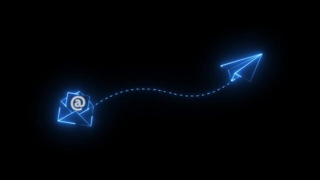 Glowing Neon Line Telegram Icon Isolated on Black Background. 4K Ultra HD Video Motion Graphic neon icon Animation
