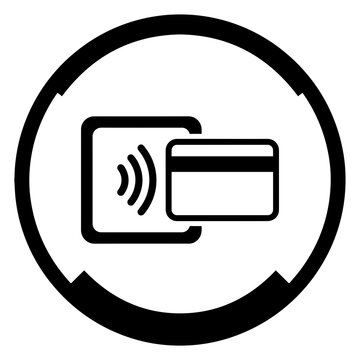 Contactless payment terminal icon with credit card and nfc signal, contactless