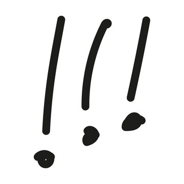 Hand Drawn Doodle Exclamation Mark. Vector Marker Brush Stroke Punctuation Mark Isolated on Transparent Background
