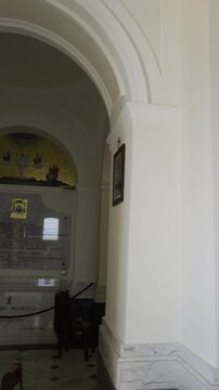 The interior of a sanctuary dedicated to Jesus in the mountains of the province of Avellino, Italy.