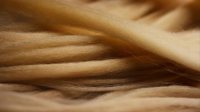 Wool Fibers with Intricate Texture and Softness, Close-Up View of Natural Fibers Featuring Detailed, Fabric, Yarn with Material and Crafting Elements
