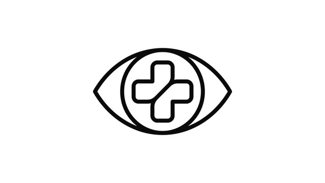 Eye with medical cross symbol, vision care concept, healthcare icon