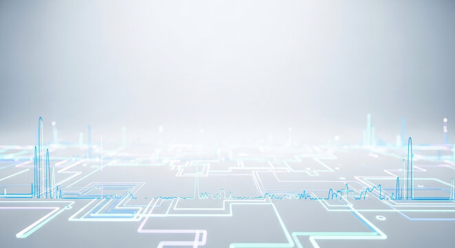 Futuristic abstract digital background featuring glowing blue and whit