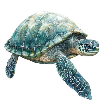 watercolor of Turtle illustration, isolated on a white background.