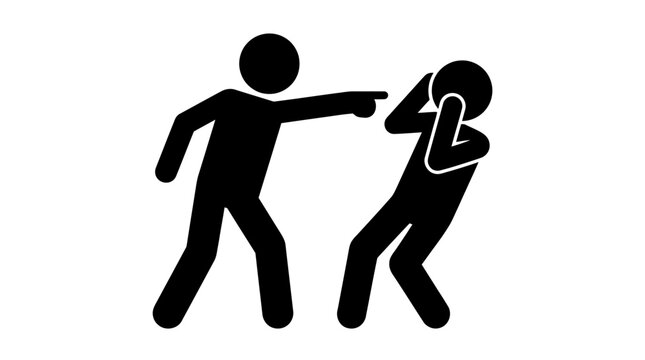 Intense and confrontational visual of a person pointing fingers aggressively, suitable for antibullying campaigns and presentation illustrations.